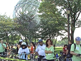 cyclists bicycling Queens NY