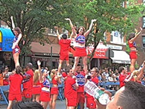 cheerleaders at lgbt parade jackson heights