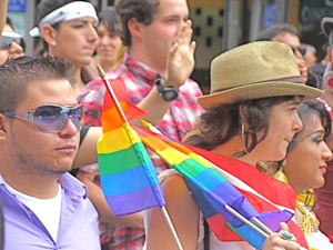 photos of crowd at lgbt parade en jackson heights