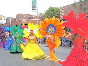 costumed participants in gay parade in jackson heights