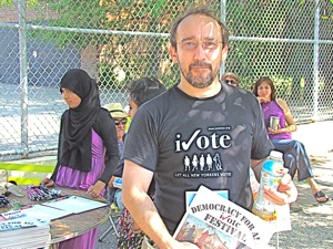 david andersson of the humanist party organizers of the ivote festival in jackson heights