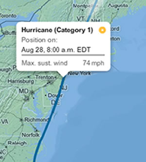 hurricane irene map