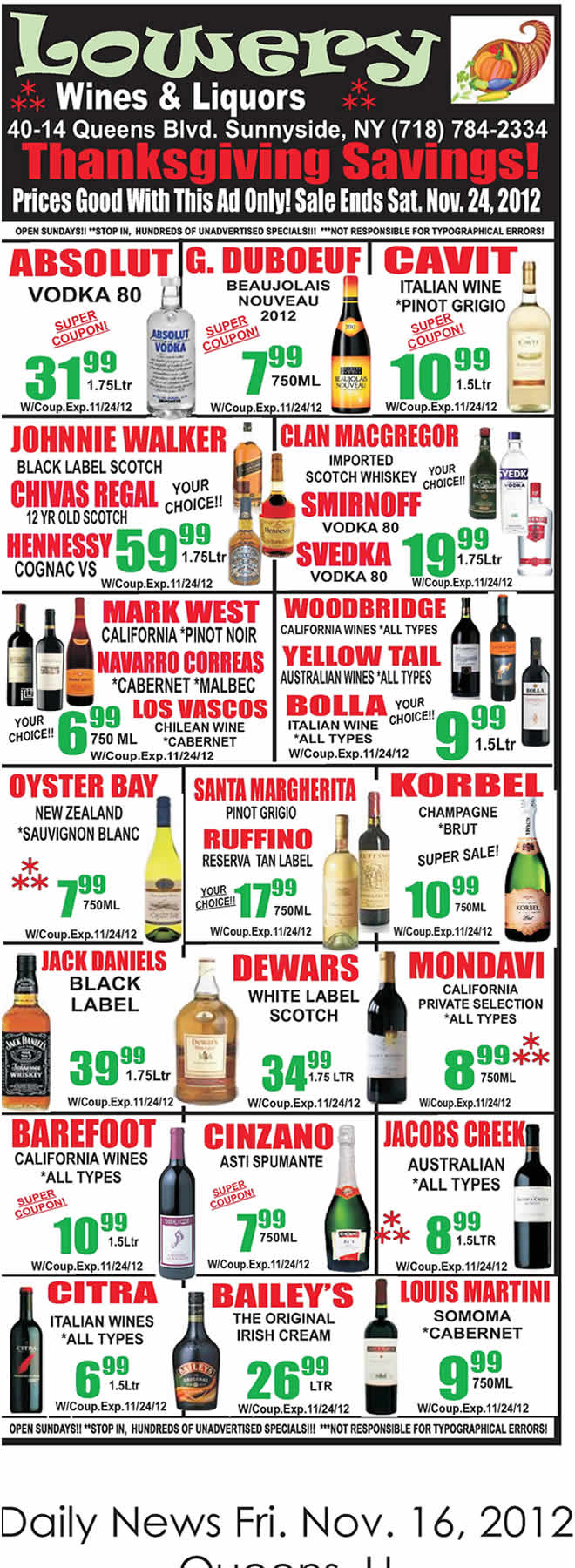 wine liquor holiday specials in queens