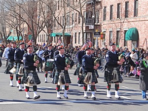 bagpipers at st pats parade in queens