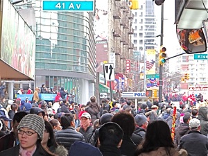 chinese new year parade in queens crowds