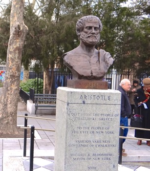 aristotle statue photo athens square park